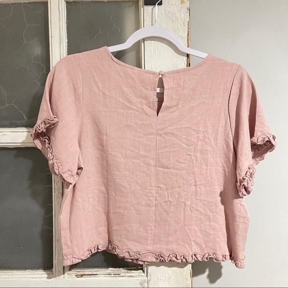 Pacsun Me To We Mauve Linen Blend Ruffle Top - Picture 6 of 7